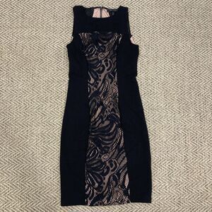 BCBG Maxazria Black Nude Leona Lace Overlay Cut Out Bodycon Dress Size S